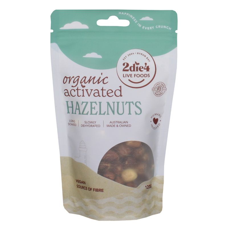 Organic Activated Hazelnuts 120g Front | 2die4livefoods