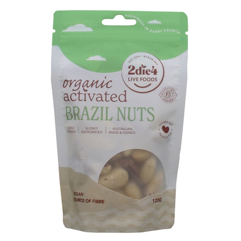 Organic Activated BrazilNuts-120g Front | 2die4livefoods