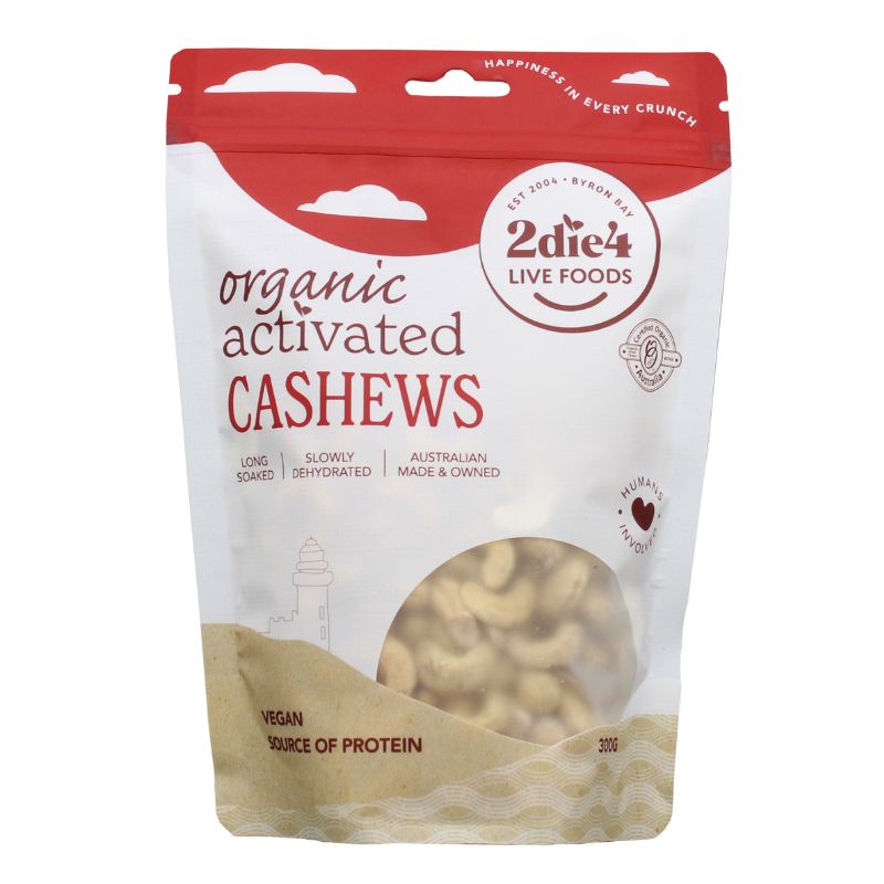Organic Activated Cashews 300g Front | 2die4livefoods